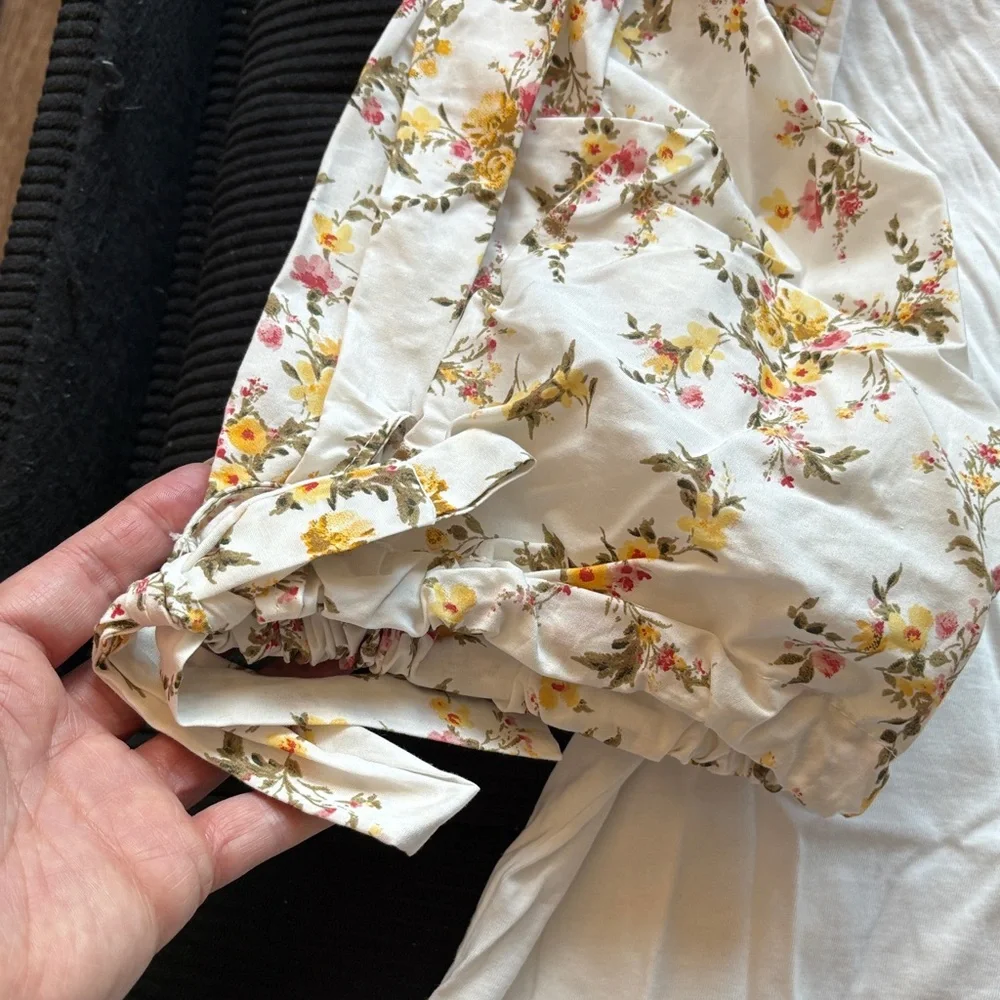 Zara Cream Blouse with Floral Sleeves